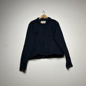 Y2K DKNY Jeans Button Up Dress Shirt Men XL Punk Band Retro Distress Black 2000s